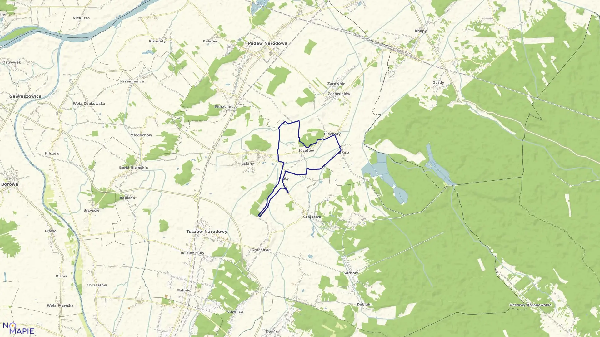 Mapa obrębu Józefów w gminie Tuszów Narodowy