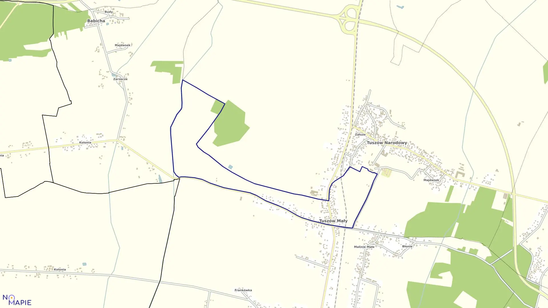 Mapa obrębu Tuszów Mały w gminie Tuszów Narodowy