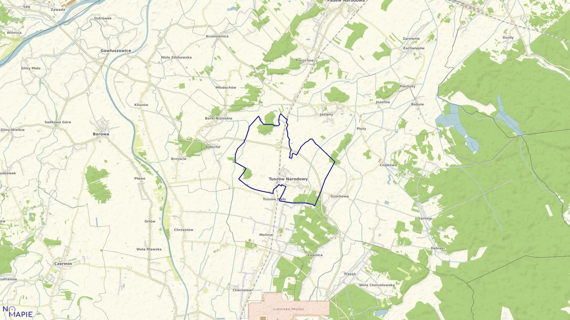 Mapa obrębu Tuszów Narodowy w gminie Tuszów Narodowy